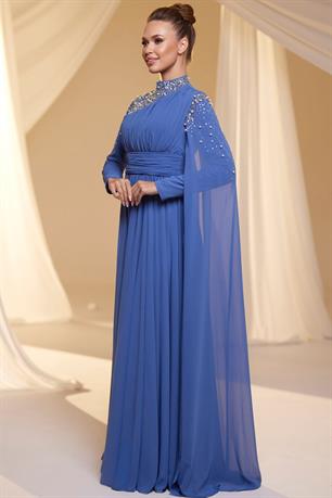 Nihal Tesettür Abiye İndigo