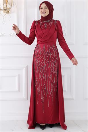 Nihal Tesettür Abiye Kırmızı