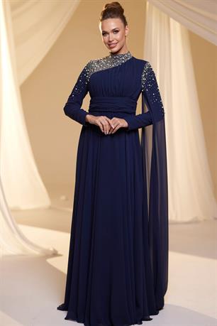 Nihal Tesettür Abiye Lacivert