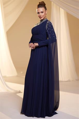 Nihal Tesettür Abiye Lacivert