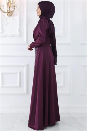 Nihal Tesettür Abiye Mürdüm