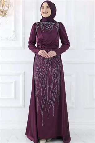 Nihal Tesettür Abiye Mürdüm