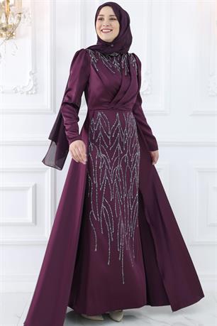 Nihal Tesettür Abiye Mürdüm