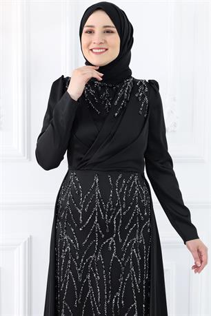 Nihal Tesettür Abiye Siyah