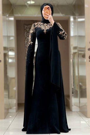 Nihan Tesettür Abiye Siyah