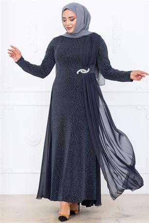 Nil Tesettür Abiye Antrasit