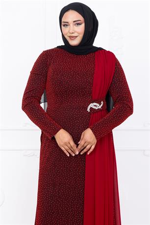 Nil Tesettür Abiye Bordo