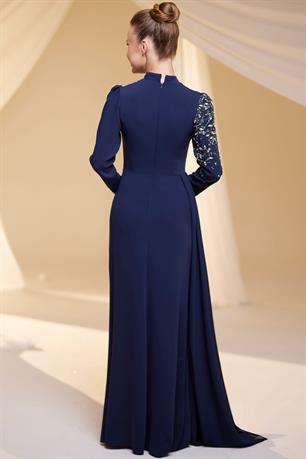 Nil Tesettür Abiye Lacivert