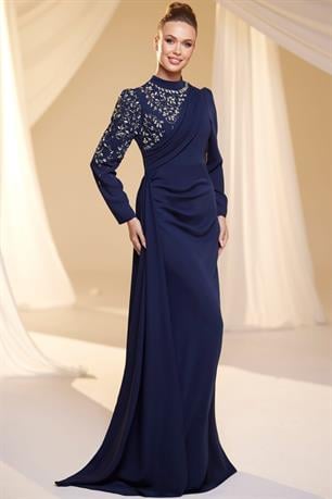 Nil Tesettür Abiye Lacivert