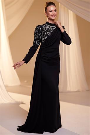 Nil Tesettür Abiye Siyah