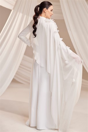 Nisa Tesettür Abiye Beyaz