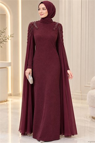 Nurşah Tesettür Abiye Bordo
