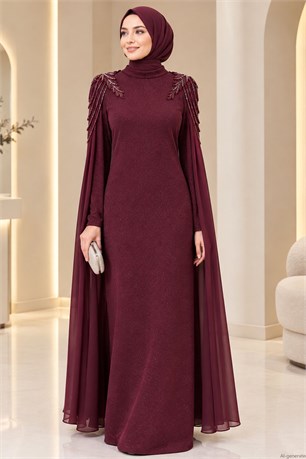 Nurşah Tesettür Abiye Bordo