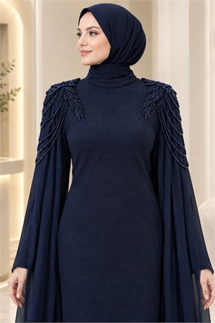 Nurşah Tesettür Abiye Lacivert