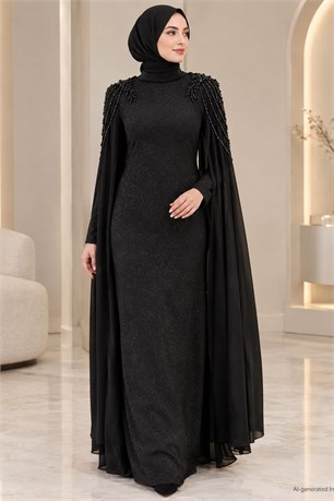 Nurşah Tesettür Abiye Siyah
