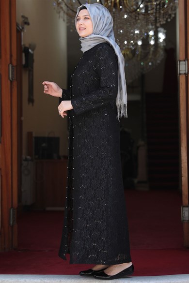 Papatya Tesettür Abiye Siyah