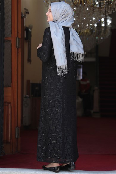 Papatya Tesettür Abiye Siyah
