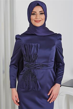 Papyon Tesettür Abiye Lacivert