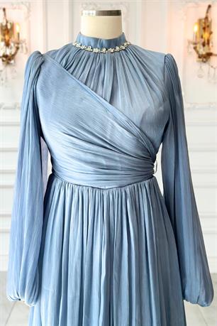 Pelin Tesettür Abiye İndigo