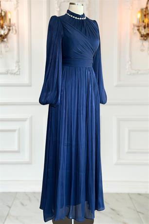 Pelin Tesettür Abiye Lacivert