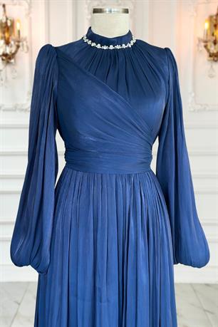 Pelin Tesettür Abiye Lacivert