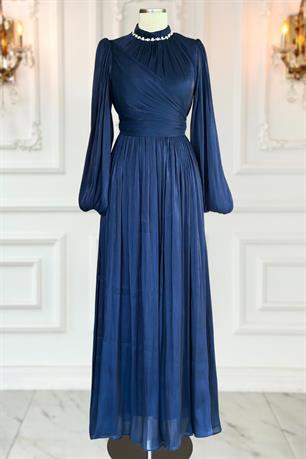 Pelin Tesettür Abiye Lacivert