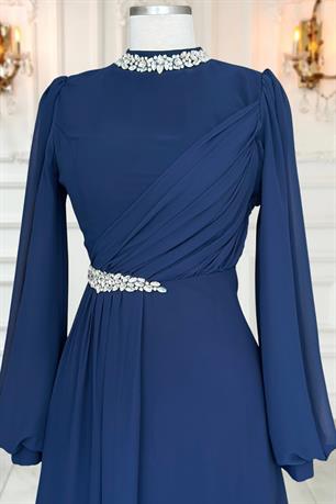 Peri Tesettür Abiye Lacivert