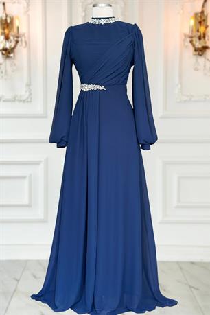 Peri Tesettür Abiye Lacivert