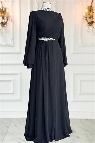 Peri Tesettür Abiye Siyah