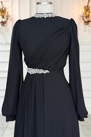 Peri Tesettür Abiye Siyah