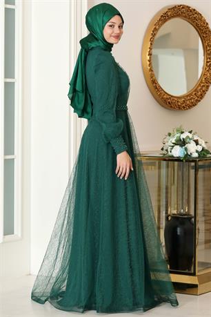 Peri Tesettür Abiye Zümrüt