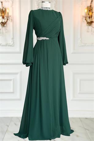 Peri Tesettür Abiye Zümrüt