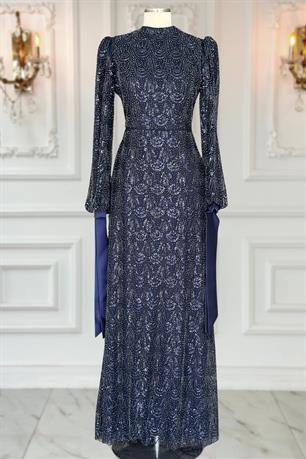 Petek Tesettür Abiye Lacivert