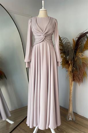 Rana Tesettür Abiye Bej