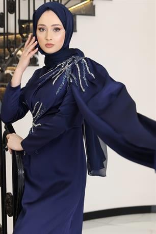 Rana Tesettür Abiye Lacivert