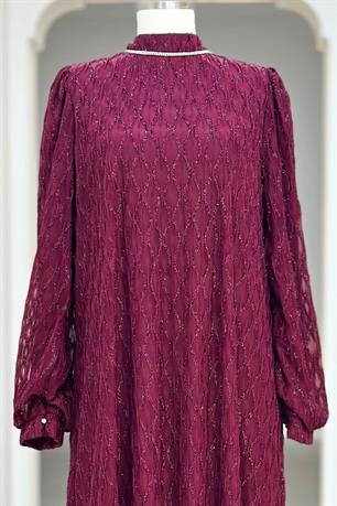 Ravza Tesettür Abiye Bordo