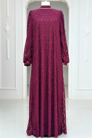 Ravza Tesettür Abiye Bordo