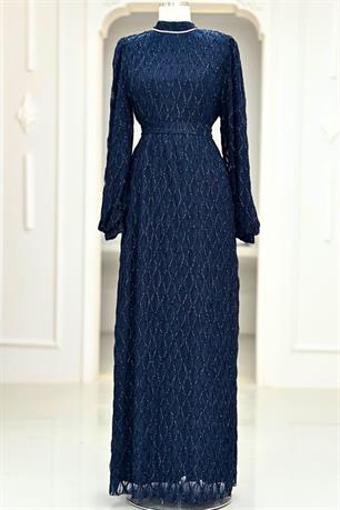 Ravza Tesettür Abiye Lacivert