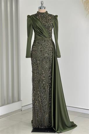 Regina Tesettür Abiye Haki