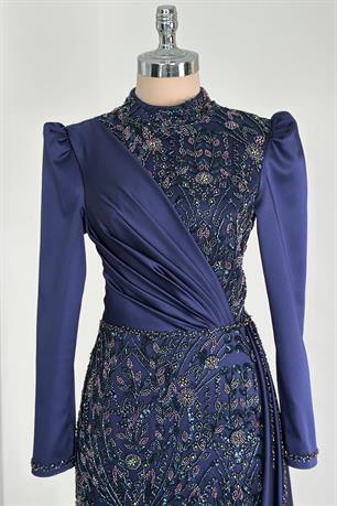 Regina Tesettür Abiye Lacivert