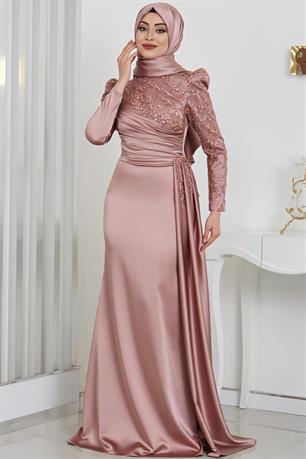 Rosa Tesettür Abiye Bakır