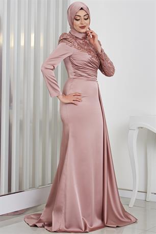 Rosa Tesettür Abiye Bakır