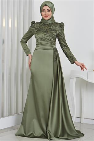 Rosa Tesettür Abiye Haki