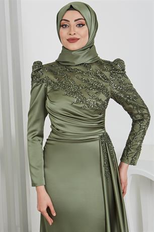 Rosa Tesettür Abiye Haki