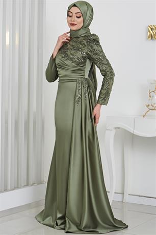 Rosa Tesettür Abiye Haki