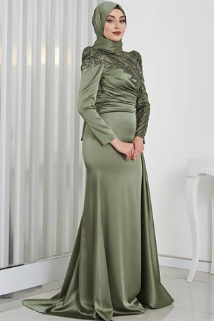 Rosa Tesettür Abiye Haki