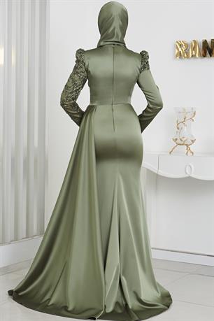 Rosa Tesettür Abiye Haki