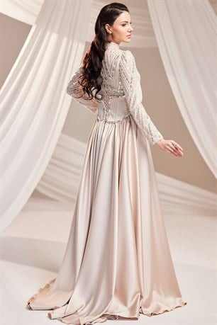 Royal Tesettür Abiye Bej