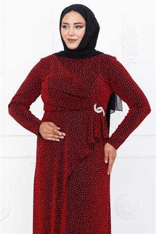 Roza Tesettür Abiye Bordo