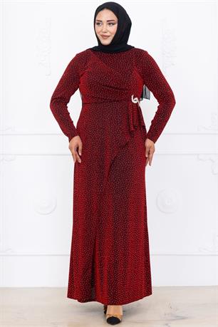 Roza Tesettür Abiye Bordo